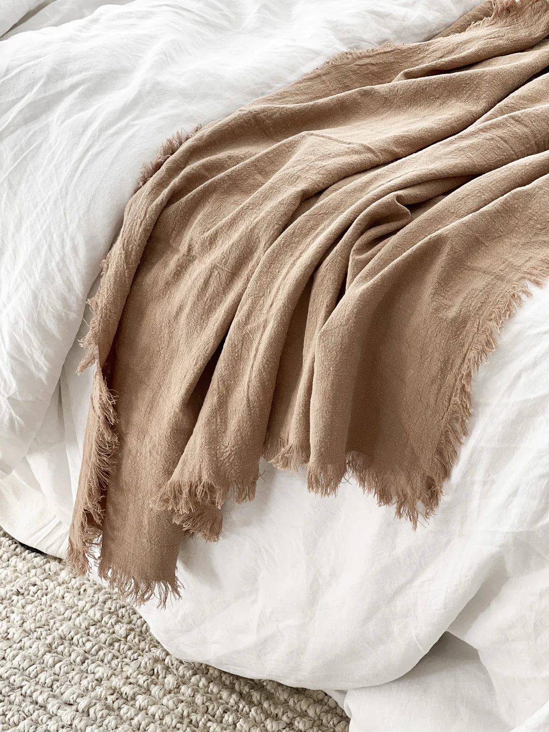 Ramie Fringed Throw (Queen) - Husk