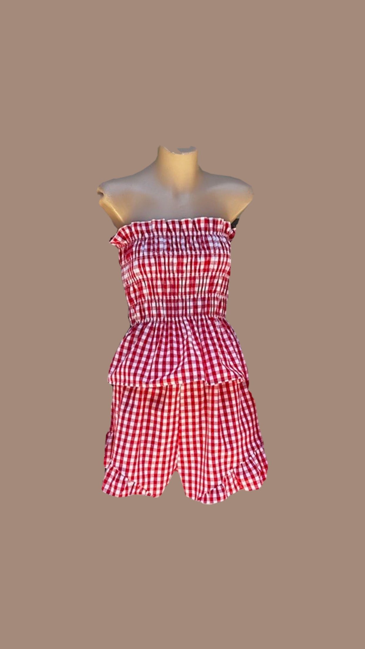 Hazel Ruffle Shorts - Red Gingham