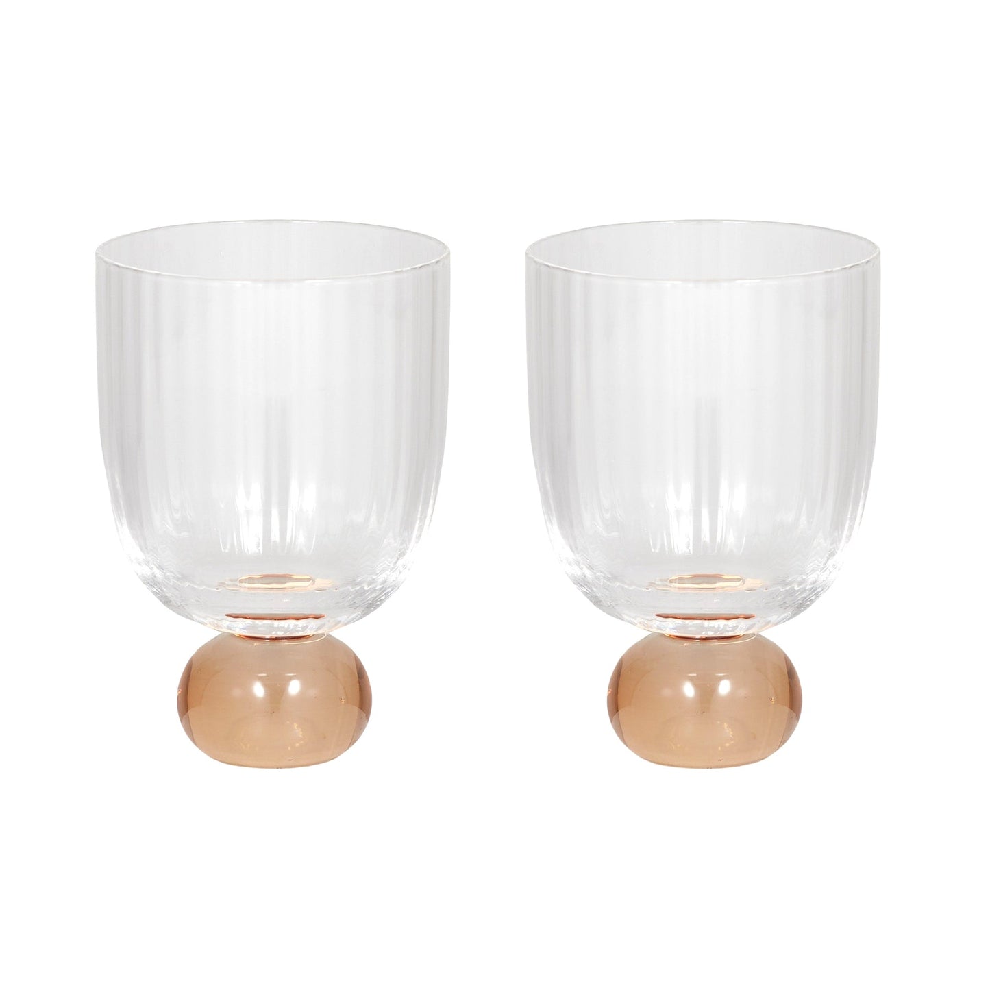 Giselle Ribbed Goblet Peach - Set of 2