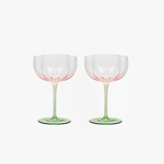 Lotti Tulip Glass Set - Pink/Green
